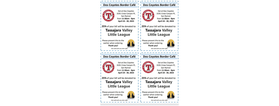 4/24-4/30 Dos Coyotes Dine and Donate to TVLL